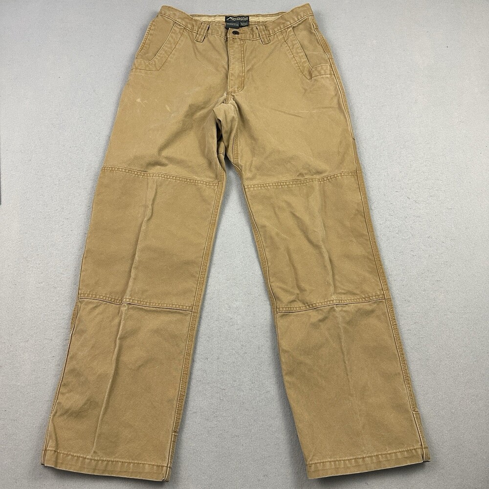 Mountain Khakis Jeans Men 33 Beige Straight Double Knee Carpenter Cargo Work *